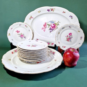 Vintage Antique Style Plate Set with Floral Pattern Mid-Century Plate Set Vintage Porcelain Dessert Plates Vintage Serving Plates