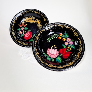 Vintage Hungarian Folk Wall Plates Retro Gránit Hand-Painted Plates Mid-Century Kitchen Decor Plate Vintage Floral Folk Decorative Plates