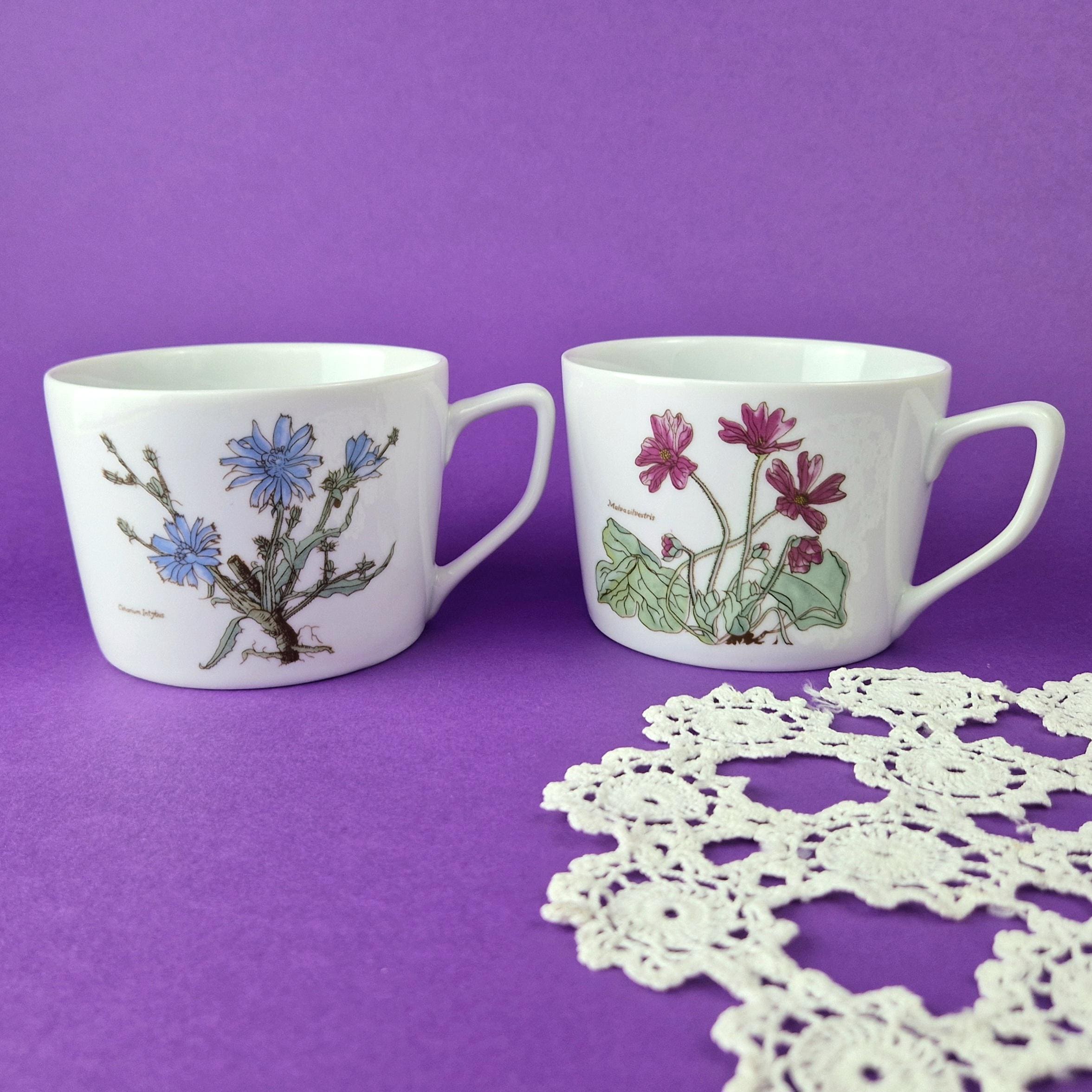 Lot 2 Tasses Et Soucoupes Alfoldi Porcelaine Hongroise - Blanc, Bon état Occasion