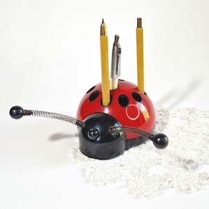 Vintage Ladybug Pen Holder Retro Desk Organizer Vintage Y2K Desk Decor Vintage Funky Pen Holder Vintage Ladybug Paperweight