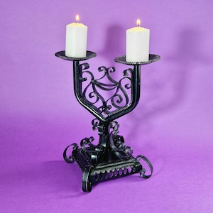 Vintage Hand Forged Candle Holder Retro Baroque Style Candle Holder Vintage Black Metal Candlestick Holder Vintage Black Metal Candelabra