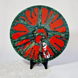 Vintage Handmade Ceramic Wall Plate Retro Decor Plate Vintage Ceramic Dripped Glazed Wall Plate Vintage Contemporary Ceramic Wall Plate