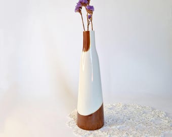 Vintage Hollóháza Vase Retro Minimalist Gold Plated Filigree Vase Modernist Hungarian Hollóházi Porcelain Vase Vintage Porcelain Vase