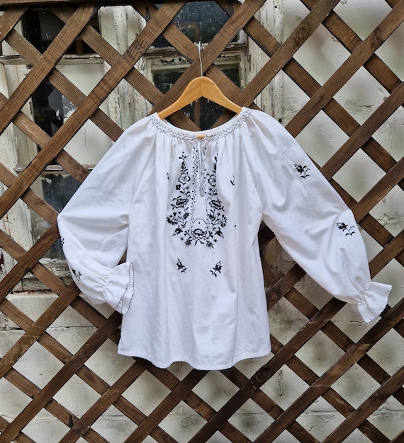 Vintage Hungarian Folk Blouse Hand Made Embroidere