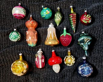 Vintage Figural Christmas Tree Ornaments Mid-Century Xmas Decor Vintage Concave Christmas Tree Ornaments Vintage Red Christmas Tree Ornament
