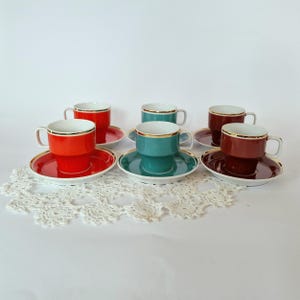 Vintage Hollóháza Tea Cup Set of Six Retro Tea Cups Vintage Hollóházi Porcelain Espresso Cups Vintage Minimalist Espresso Cups