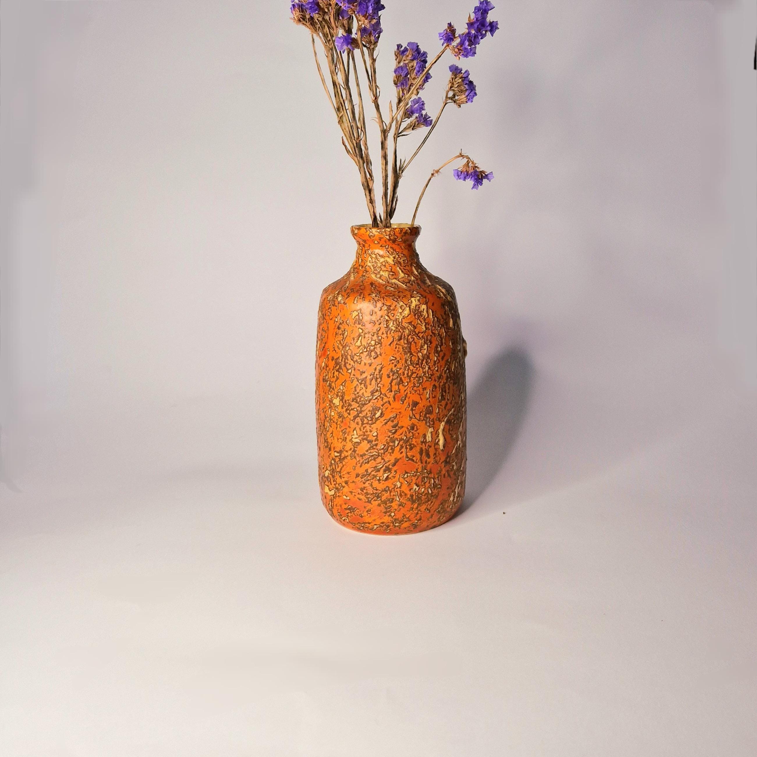 1970s Tofej Hungary Fat Lava Orange Vase