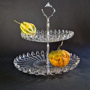 Vintage Glass Serving Tray Retro Dessert Stand Vintage Two Tier Dessert Stand Vintage Fruit Serving Stand Vintage Whimsy Cupcake Stand