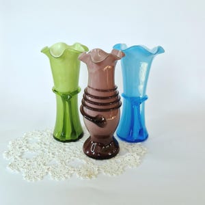 Vintage Murano Style Glass Vases Retro Vases Mid-Century Decor Vintage Czech Glass Vase Vintage Green Glass Vase Vintage Handmade Glass Vase