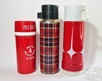 Vintage rote Thermoskannen mit Becher Deckel Retro Isolierflasche Vintage Dr. Zimmermann Thermoskanne Vintage Reise Thermoskanne