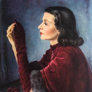 1938 &quot;Lady in Red&quot; Stampa originale della rivista