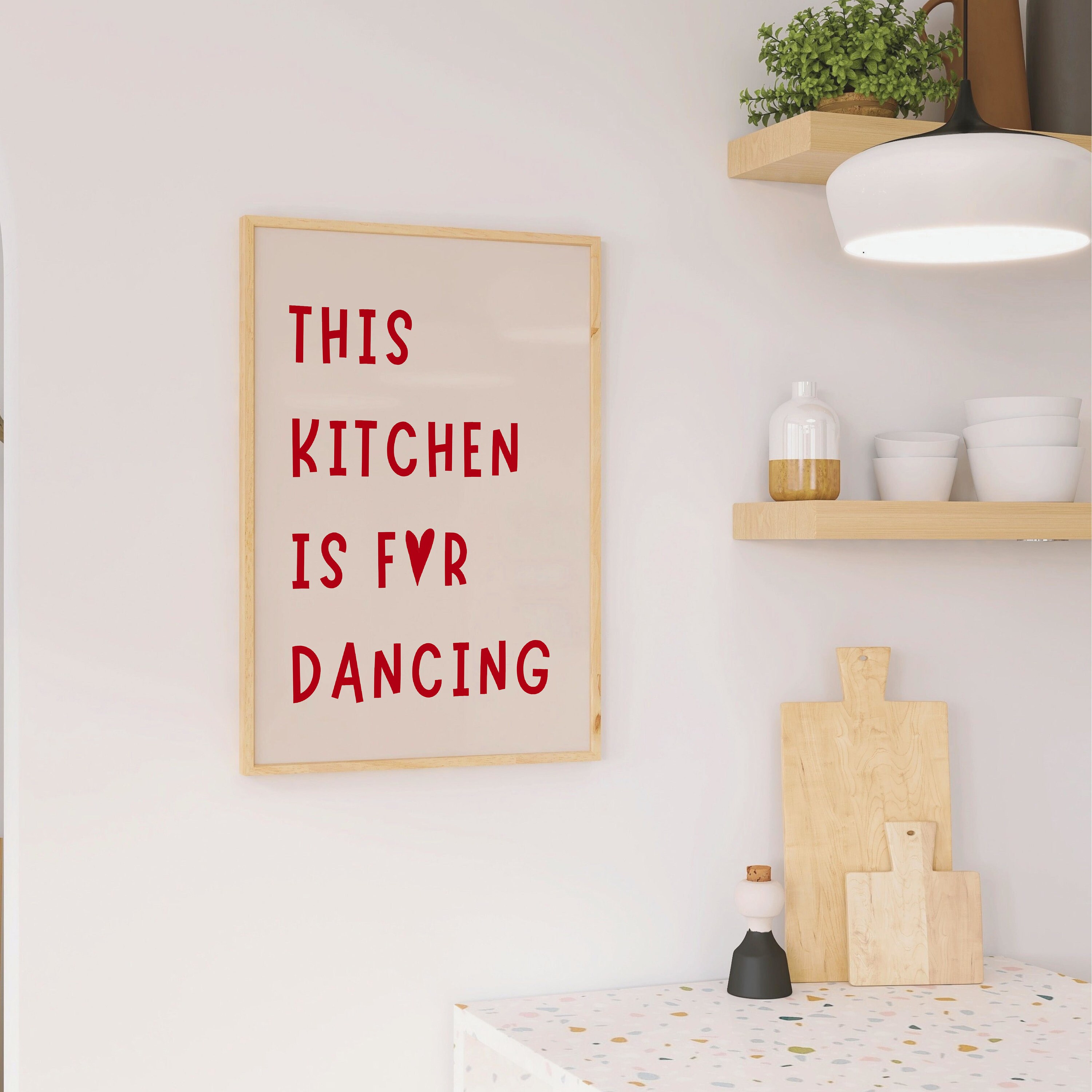 Aesthetic Kitchen Decor Cute Dance Art Red Kitchen Wall Art Print