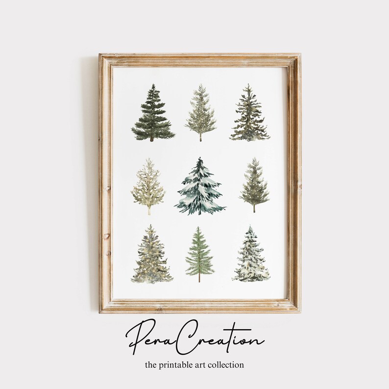 Farmhouse Christmas Print Pine Tree Art Christmas Wall Art Christmas