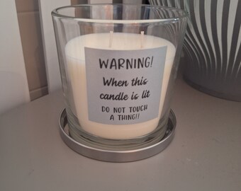 Warning! Do Not Touch Luxury Candle: Pomegranate or Peony Scent