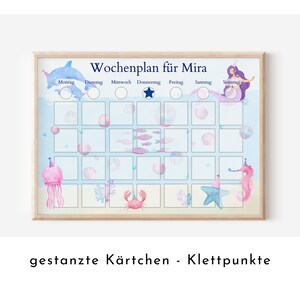 Personalisierter Wochenplan "Meerjungfrau" für Kinder, 246 Routine Karten, laminiert, magnetisch, Montessori Routineplan v Familie Nordstern