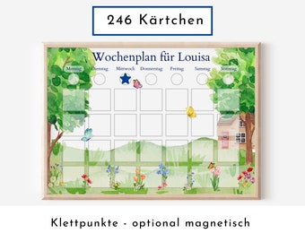 Personalized weekly plan "Garden" for children with 246 routine cards, laminated magnetic, Montessori routine plan from the Nordstern family