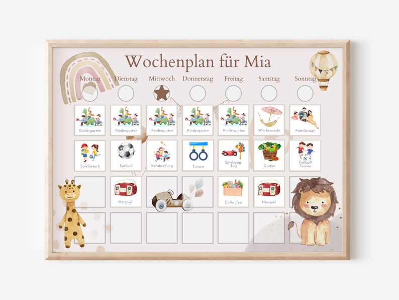 Magnetboard Wochenplan Boho personalisiert für Kinder, 246 Routine Karten, Neodym-Magnete, Montessori Routineplan von Familie Nordstern Bild 10