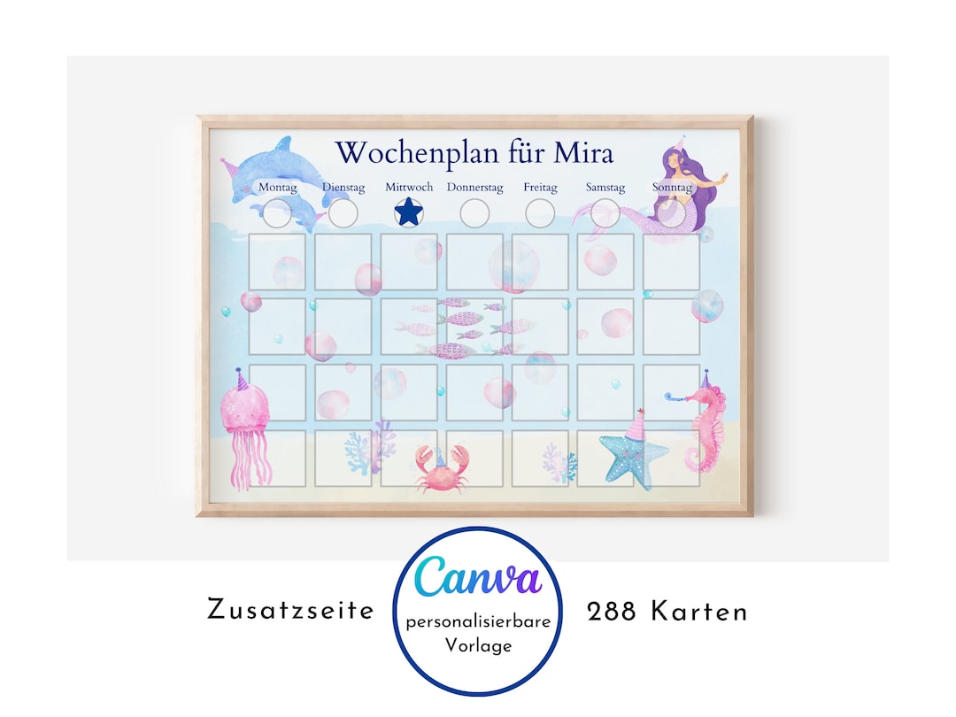 Wochenplaner MEERJUNFRAU ROT inkl. Symbolkarten