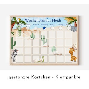Personalisierter Wochenplan "Safari" für Kinder mit 246 Routine Karten, laminiert, magnetisch, Montessori Routineplan von Familie Nordstern