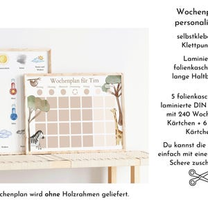 Personalized "Boho Jungle" weekly planner with name, 360 routine cards, laminated with Velcro, Montessori routine plan for children, Nordstern family image 10