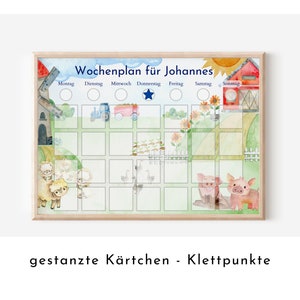 Personalisierter Wochenplan "Bauernhof" mit 246 Routine Karten, optional magnetisch, Montessori Routineplan von Familie Nordstern