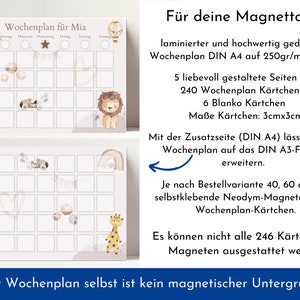 Magnetboard Wochenplan Boho personalisiert für Kinder, 246 Routine Karten, Neodym-Magnete, Montessori Routineplan von Familie Nordstern Bild 2