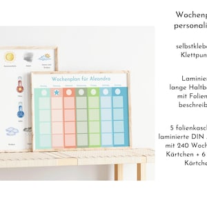 Planificador semanal personalizado "Acuarela", para niños y adolescentes, 360 tarjetas de rutinas, puntos de velcro, planificador de rutinas Montessori de la familia Nordstern. imagen 10