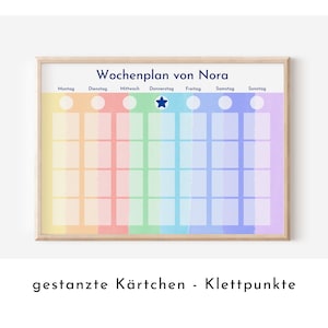 Personalisierter Wochenplan für Kinder und Teenager mit 246 Routine Karten, laminiert magnetisch, "Montessori-Pastell"