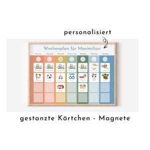 Wochenplan "Himmel und Erde" mit Name personalisiert, 246 Routine Karten, laminiert magnetisch Klett, Routineplan für Kinder und Jugendliche