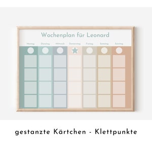 Wochenplan "Salbei und Haselnuss" mit Name personalisiert, 246 Routine Karten, laminiert magnetisch, Routineplan für Kinder und Jugendliche