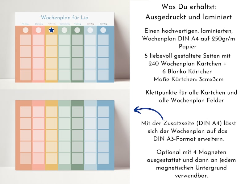 Weekly plan Heaven and Earth personalized with name, 246 routine cards, laminated magnetic Velcro, routine plan for children and young people image 2