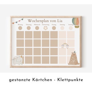 Wochenplan "Boho Doodle" mit Name personalisiert, 246 Routine Karten, laminiert Klett, Montessori Routineplan für Kinder, Familie Nordstern