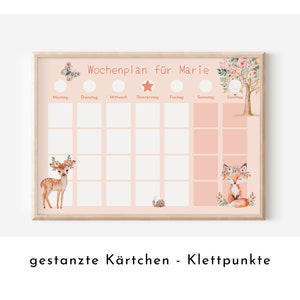Wochenplan "Fantasie" mit Name personalisiert, 246 Routine Karten, laminiert magnetisch Klett, Routineplan für Kinder und Jugendliche