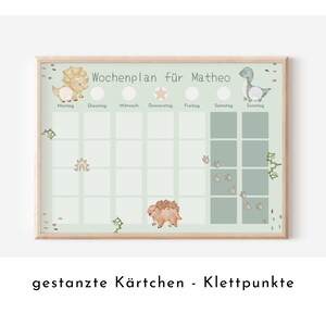 Wochenplan "Baby Dinos" mit Name personalisiert, 246 Routine Karten, laminiert magnetisch Klett, Routineplan für Kinder Familie Nordstern