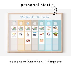 Personalisierter Wochenplan für Kinder und Teenager, 246 Wochenplan Karten, laminiert magnetisch, Klett, Geburtstag Geschenk Farben "Beach"