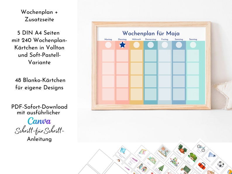 Personalized weekly plan Rainbow for children and teenagers, 288 routine cards, PDF instant download, routine plan according to Montessori image 2