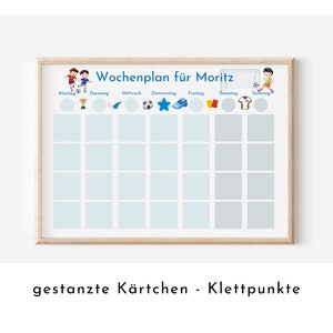 Personalisierter Wochenplan "Fussball", 246 Routine Karten, Klett, laminiert magnetisch, Montessori Routineplan für Kinder und Jugendliche