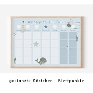 Wochenplan "Seaside" mit Name personalisiert, 246 Routine Karten, laminiert magnetisch, Routineplan für Kinder und Jugendliche