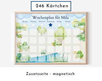 Personalisierter Kinder Wochenplan "Schildkröten", 246 Routine Karten, laminiert, magnetisch, Montessori Routineplan von Familie Nordstern