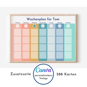 Plan semanal personalizado "Arcoiris" para niños y jóvenes, 288 tarjetas de rutinas, descarga instantánea en PDF, plan de rutinas según Montessori