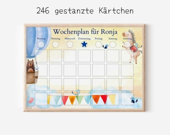 Personalized weekly plan "Hot Air Balloon" personalized for children with 246 routine cards, Montessori routine plan from the Nordstern family