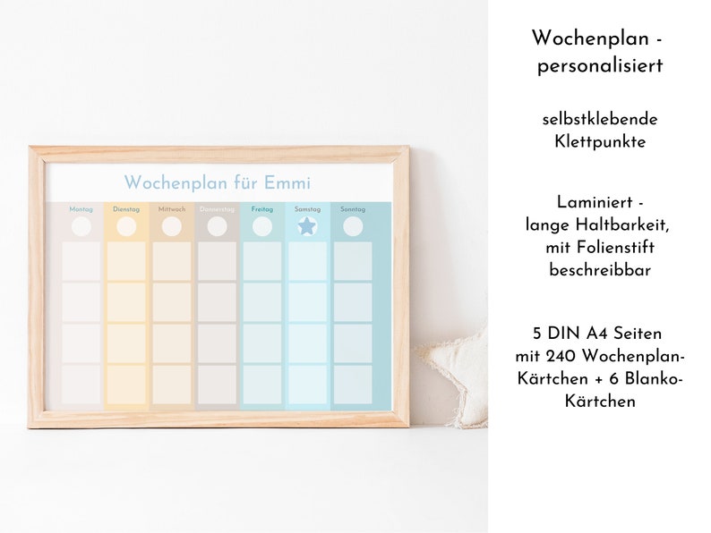 Personalisierter Wochenplan für Kinder und Teenager, 246 Wochenplan Karten, laminiert magnetisch, Klett, Geburtstag Geschenk Farben Beach Bild 7