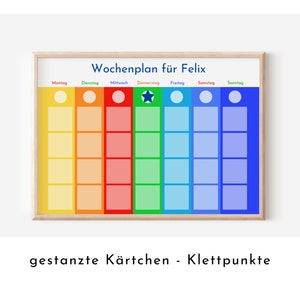 Wochenplan "Montessori" mit Name personalisiert, 246 Routine Karten, laminiert magnetisch Klett, Routineplan für Kinder und Jugendliche
