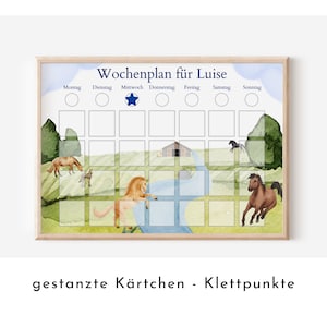 Personalisierter Wochenplan "Pferde" nach Montessori für Kinder mit 246 Routine Karten, Routineplan mit Bildkarten