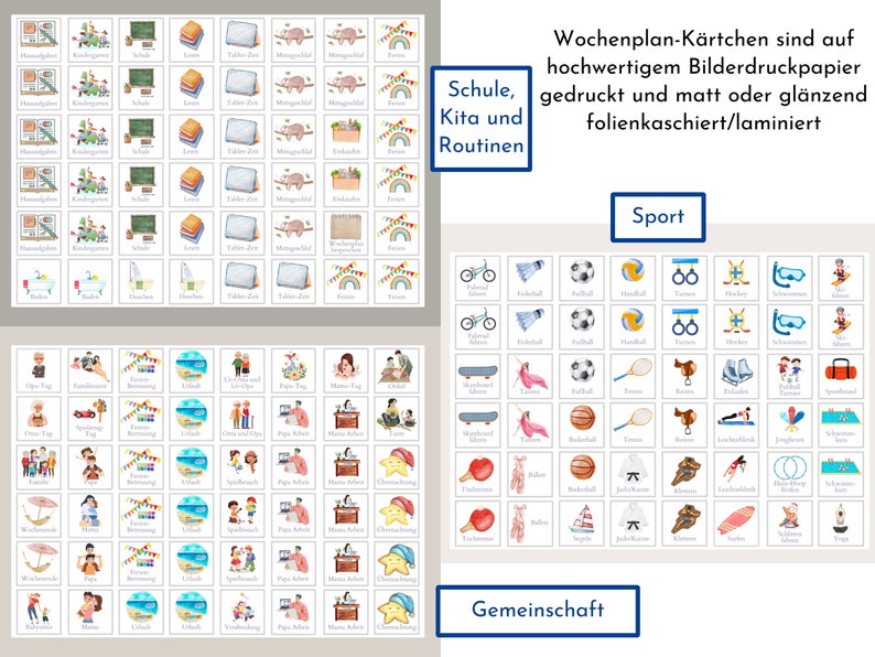 Magnetboard Wochenplan für Kinder und Teenager, Tagesplan mit 246 Routine Karten, Neodym-Magnete, Routineplan Meerestiere Bild 5