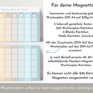 Magnetboard Wochenplan für Kinder und Teenager, Tagesplan mit 246 Routine Karten, Neodym-Magnete, Routineplan Meerestiere Bild 3