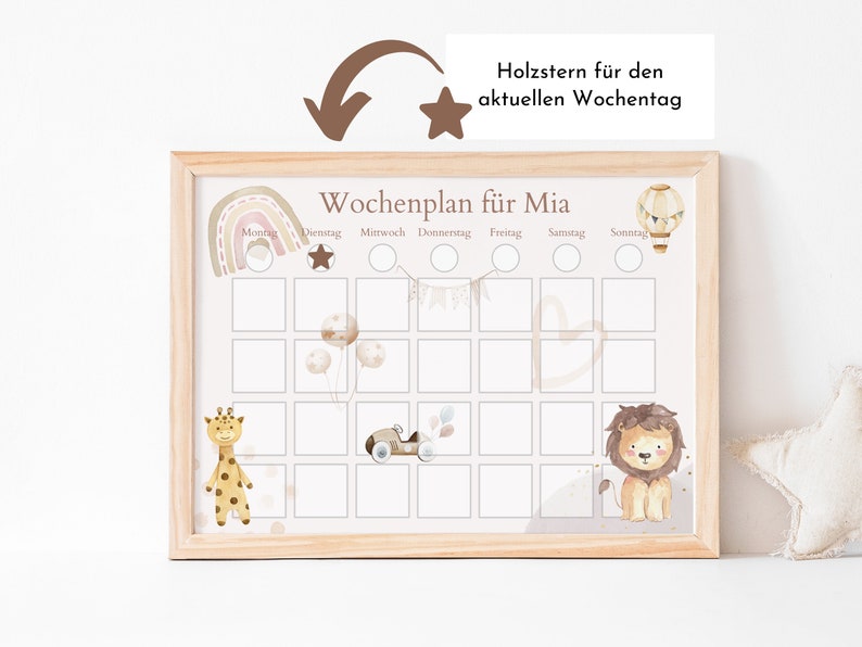Magnetboard Wochenplan Boho personalisiert für Kinder, 246 Routine Karten, Neodym-Magnete, Montessori Routineplan von Familie Nordstern Bild 3