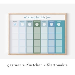 Wochenplan "Ozean" mit 246 Routine Wochenkarten, personalisiert, laminiert, magnetisch, Routineplan für Kinder in Kita und Schule