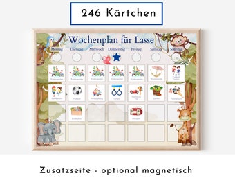 Personalized weekly plan "Primeval Forest" for children with 246 routine cards, laminated magnetic, Montessori routine plan from the Nordstern family