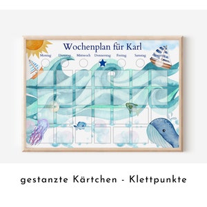 Wochenplan "Segelboote" für Kinder mit 246 Routine Karten, Routineplan personalisiert laminiert magnetisch, Geschenkidee Geburtstag Kinder